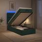 Preview: ARDEBO.de - Ottoman-Bett mit Matratze und LED Dunkelgrün 90 x 190 cm Samt