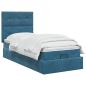 Preview: Ottoman-Bett mit Matratze und LED Dunkelblau 90 x 190 cm Samt
