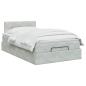 Preview: Ottoman-Bett mit Matratze und LED Hellgrau 120 x 190 cm Samt