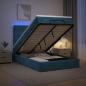 Preview: ARDEBO.de - Ottoman-Bett mit Matratze und LED Dunkelblau 120 x 190 cm Samt