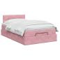 Preview: Ottoman-Bett mit Matratze und LED Rosa 120 x 190 cm Samt