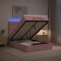 Preview: Ottoman-Bett mit Matratze und LED Rosa 120 x 200 cm Samt
