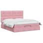 Preview: Ottoman-Bett mit Matratze und LED Rosa 140 x 190 cm Samt