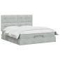 Preview: Ottoman-Bett mit Matratze und LED Hellgrau 140 x 200 cm Samt