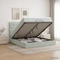 Preview: Ottoman-Bett mit Matratze und LED Hellgrau 140 x 200 cm Samt