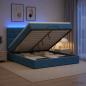 Preview: ARDEBO.de - Ottoman-Bett mit Matratze und LED Dunkelblau 140 x 200 cm Samt