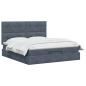Preview: Ottoman-Bett mit Matratze und LED Dunkelgrau 160 x 200 cm Samt