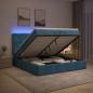 Preview: ARDEBO.de - Ottoman-Bett mit Matratze und LED Dunkelblau 200 x 200 cm Samt