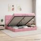 Preview: ARDEBO.de - Ottoman-Bett mit Matratze und LED Rosa 200 x 200 cm Samt