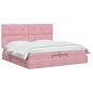Preview: Ottoman-Bett mit Matratze und LED Rosa 200 x 200 cm Samt