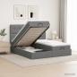 Preview: ARDEBO.de - Ottoman-Bett mit Matratze und LED Dunkelgrau 160 x 200 cm Stoff