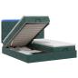 Preview: Ottoman-Bett mit Matratze und LED Dunkelgrün 200 x 200 cm Samt