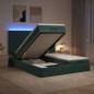 Preview: Ottoman-Bett mit Matratze und LED Dunkelgrün 200 x 200 cm Samt
