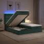 Preview: ARDEBO.de - Ottoman-Bett mit Matratze und LED Dunkelgrün 180 x 200 cm Samt