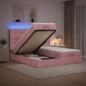 Preview: ARDEBO.de - Ottoman-Bett mit Matratze und LED Rosa 180 x 200 cm Samt