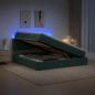 Preview: ARDEBO.de - LED-Speicherbett mit Matratze Dunkelgrün 140 x 200 cm Samt