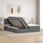 Preview: ARDEBO.de - LED-Speicherbett mit Matratze Dunkelgrau 200 x 200 cm Stoff