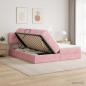 Preview: ARDEBO.de - LED-Speicherbett mit Matratze Rosa 180 x 200 cm Samt