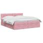 Preview: LED-Speicherbett mit Matratze Rosa 180 x 200 cm Samt