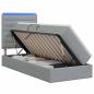 Preview: LED-Speicherbett mit Matratze Hellgrau 100 x 200 cm Stoff
