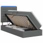 Preview: LED-Speicherbett mit Matratze Dunkelgrau 100 x 200 cm Stoff