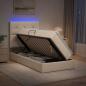 Preview: ARDEBO.de - LED-Speicherbett mit Matratze Creme 90 x 190 cm Stoff