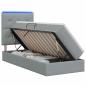 Preview: LED-Speicherbett mit Matratze Hellgrau 90 x 200 cm Stoff