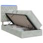 Preview: LED-Speicherbett mit Matratze Hellgrau 100 x 200 cm Samt