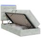 Preview: LED-Speicherbett mit Matratze Hellgrau 90 x 190 cm Samt