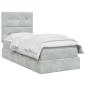 Preview: LED-Speicherbett mit Matratze Hellgrau 90 x 190 cm Samt