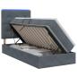 Preview: LED-Speicherbett mit Matratze Dunkelgrau 90 x 190 cm Samt