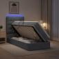 Preview: LED-Speicherbett mit Matratze Dunkelgrau 90 x 200 cm Samt
