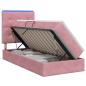 Preview: LED-Speicherbett mit Matratze Rosa 100 x 200 cm Samt