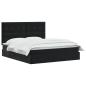 Preview: LED-Speicherbett mit Matratze Schwarz 180 x 200 cm Samt