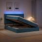Preview: LED-Speicherbett mit Matratze Dunkelblau 180 x 200 cm Samt