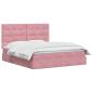 Preview: LED-Speicherbett mit Matratze Rosa 180 x 200 cm Samt