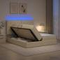 Preview: ARDEBO.de - LED-Speicherbett mit Matratze Creme 180 x 200 cm Stoff