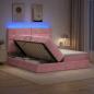 Preview: LED-Speicherbett mit Matratze Rosa 180 x 200 cm Samt