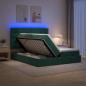 Preview: ARDEBO.de - LED-Speicherbett mit Matratze Dunkelgrün 200 x 200 cm Samt