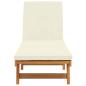 Preview: Sonnenliege Braun und Creme 199 x 63 x 85 cm Massivholz Akazie