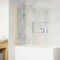 Preview: ARDEBO.de - Faltbare Duschkabine Gold 130 x 138 cm ESG-Glas und Aluminium