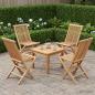 Preview: ARDEBO.de - Klappbarer Gartenstuhl 4 stk. Natur Massivholz Teak