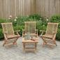 Preview: ARDEBO.de - Klappbarer Gartenstuhl 3 stk. Natur Massivholz Teak