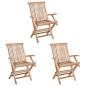 Preview: Klappbarer Gartenstuhl 3 stk. Natur Massivholz Teak