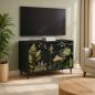 Preview: ARDEBO.de - TV-Schrank RHENEN 69 x 33 x 50,5 cm Schwarz Eichen-Optik
