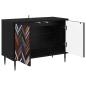 Preview: TV-Schrank OMMEN 69 x 33 x 50,5 cm Schwarz Eichen-Optik
