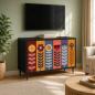 Preview: ARDEBO.de - TV-Schrank ESSEN 69 x 33 x 50,5 cm Schwarz Eichen-Optik