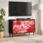 Preview: ARDEBO.de - TV-Schrank AACHEN 69 x 33 x 50,5 cm Schwarz Eichen-Optik