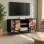 Preview: ARDEBO.de - TV-Schrank BORNE 102 x 33 x 51 cm Schwarz Eichen-Optik