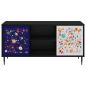 Preview: TV-Schrank MAINZ 102 x 33 x 51 cm Schwarz Eichen-Optik